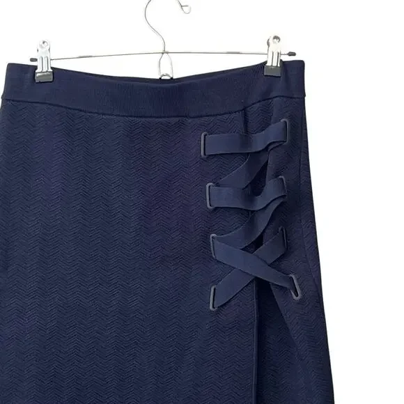 NWT Jonathan Simkhai Straight Laced Skirt Crop Tank Top Outfit Stretch Knit Navy - Picture 8 of 12